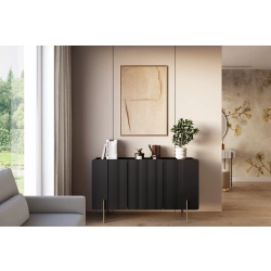 Komoda Malmi 150 cm - czarny mat / złote nóżki